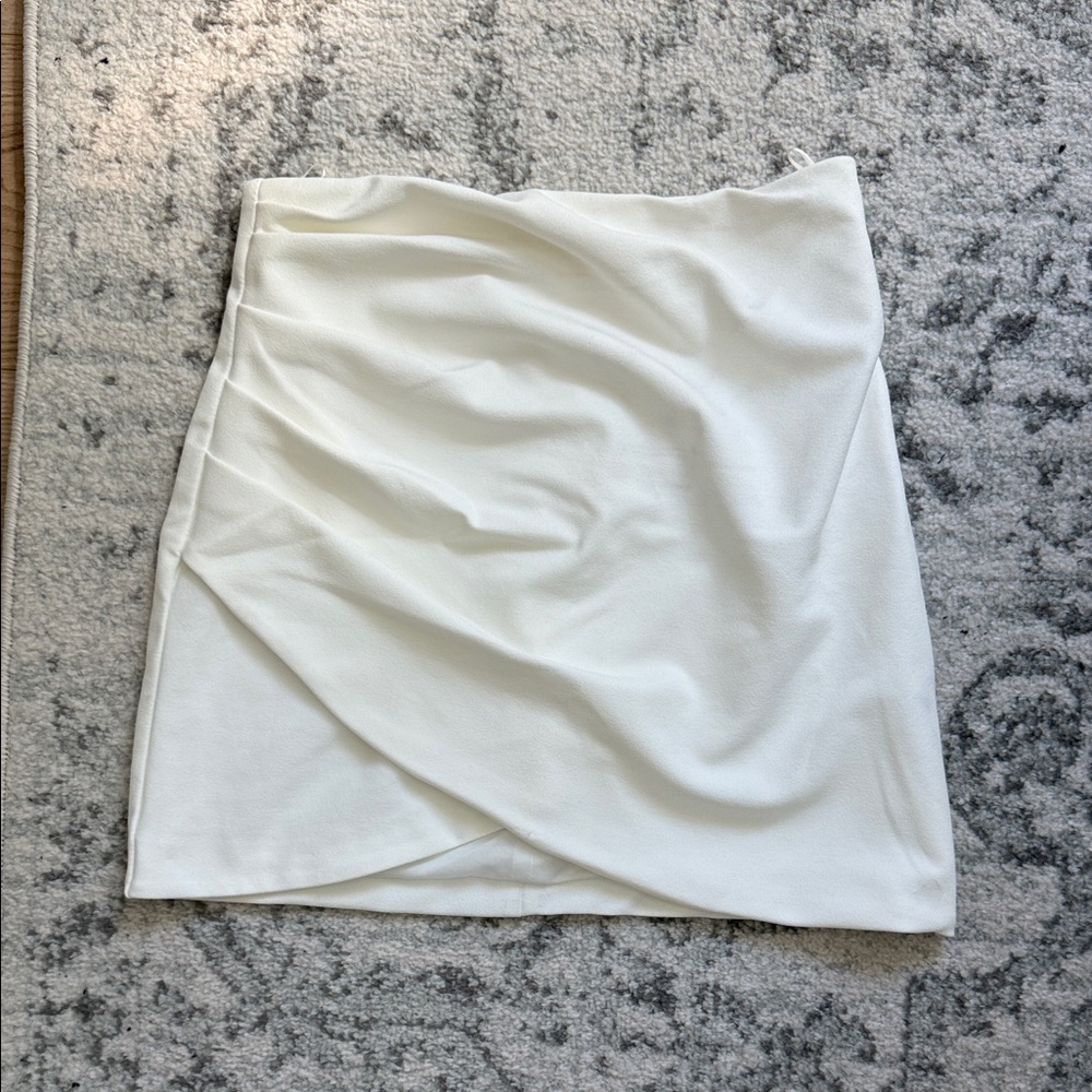 Zara White Draped Mini Skirt